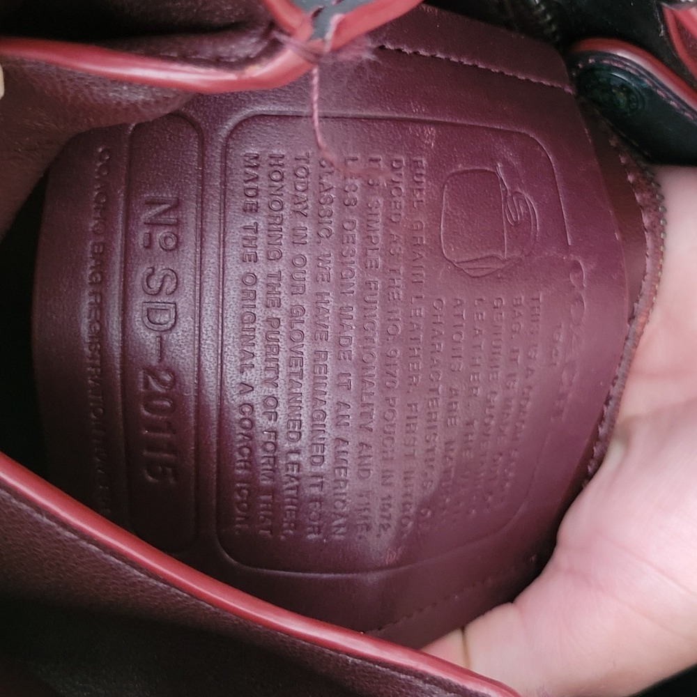 Coach 1941 Saddle Bag 23 Black Glovetanned Leather Crossbody 20115 Burgundy Trim - Picture 14 of 14